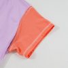 Women's Beige Colorblock Patchwork V Neck High Low T-Shirt with Exposed Seams - Image 12