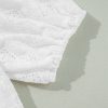 Women's Elegant White Lace Puff Sleeve V Neck Button Up Blouse - Image 18