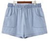 Women's Beau Blue Plus Size High Waist Denim Shorts with Pockets - Image 19