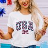 Women's White Checkered USA Graphic Casual Tee for Independence Day - Image 3