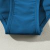 Women's Dark Blue Colorblock U Neck One Piece Swimwear with Contrast Trim - Image 14