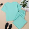 Women's Mint Green Raglan Short Sleeve Tee and High Waist Wide Leg Pants Set - Image 10