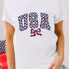 Women's White Checkered USA Graphic Casual Tee for Independence Day - Image 7