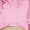 Women's Pink Solid Pocketed Crossover High Waist Swim Skort for Active Lifestyle - Image 23