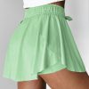 Women's Light Green Drawstring High Waist Lined Tennis Skorts - Stylish & Comfortable for Sports - Image 3