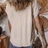 Women's Jet Stream Geometric Embroidered Short Sleeve Blouse with Tassel Tie - Image 2