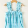 Women's Sky Blue Tribal Pattern Ruffled Tank Top - Bohemian Style - Image 8