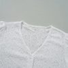 Women's Elegant White Lace Puff Sleeve V Neck Button Up Blouse - Image 11