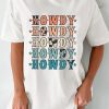 Women's White HOWDY Stars Print Crew Neck Loose Fit T-Shirt for Casual Style - Image 5