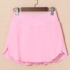 Women's Pink Solid Pocketed Crossover High Waist Swim Skort for Active Lifestyle - Image 19