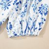 Plus Size Sky Blue Floral Print Sweetheart Neck Midi Dress for Women - Image 15