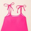 Women's Rose Red Floral Print Tie Shoulder Tankini Set for Beach Days - Image 10