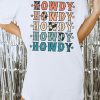 Women's White HOWDY Stars Print Crew Neck Loose Fit T-Shirt for Casual Style - Image 2