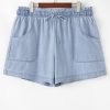 Women's Beau Blue Plus Size High Waist Denim Shorts with Pockets - Image 10
