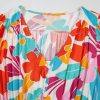 Women's Rose Red Floral Knot Puff Sleeve V Neck Buttoned Front Split Lace Maxi Dress - Image 17