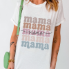 Women's White Mama Lettering Printed Crew Neck Tee - Casual Graphic T-Shirt - Image 6