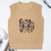 Women's Parchment Sequin Horse Graphic Lightweight Knitted Sweater Vest - Image 2