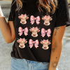 Women's Black Cow with Bow Graphic Crewneck Western Tee - Casual Summer Top - Image 9