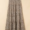 Women's Brown Western Floral Print Ruffled Hem High Waist Maxi Skirt - Image 11