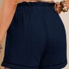 Women's Blue Cotton Gauze Paperbag Shorts with Drawstring and Pockets - Image 9