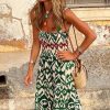 Women's Green Western Aztec Shirred Sleeveless Maxi Dress - Trendy Boho Style - Image 9