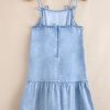 Trendy Beau Blue Denim Mini Dress with Bow Detail and Ruffle Hem - Image 8