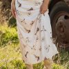 Women's Beige Western Print Satin Long Skirt - High Waist, Maxi Length - Image 7