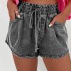 Women's High-Rise Drawstring High Waist Casual Denim Shorts with Pockets - Image 3