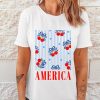 Women's White Bow Cherry AMERICA Graphic Crewneck T-Shirt - Patriotic Casual Tee - Image 9
