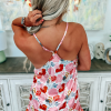 Women's Multicolour Floral V Neck Cami Top and Ruffled Shorts Lounge Set - Image 2