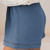 Women's Sail Blue Cotton Gauze Paperbag Shorts with Drawstring - Image 3