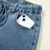 Women's Dusk Blue Medium Wash Super Wide Leg Denim Pants - High Waist Casual Jeans - Image 14
