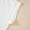Women's White Textured Knit T-Shirt with Exposed Stitching - Image 10