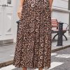 Women's Brown Leopard Floral Reversible Ruffle Hem Maxi Skirt - Elegant & Versatile - Image 13