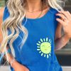 Women's Blue Sun Graphic Casual Tank Top - Stylish Sleeveless Summer Tee - Image 2