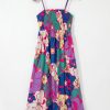 Women's Purple Floral Print Shirred Spaghetti Strap Loose Maxi Dress - Effortlessly Chic Summer Dress - Image 6