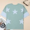 Women's Smoke Green Oversized T-Shirt with Frayed Denim Star Patch - Image 6