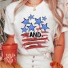 Women's White Stars and Stripes Bow Graphic T-Shirt - Patriotic Summer Tee - Image 2