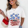 Women's White Stars and Stripes Bow Graphic T-Shirt - Patriotic Summer Tee - Image 4