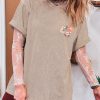 Women's Smoke Gray Mineral Wash Western Graphic Tee with Steer Head Print - Image 2