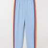 Women's Light Blue High Waist Sweatpants with Rainbow Stripes - Image 4