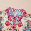 Women's Rose Floral Mixed Pattern Ruffle Flutter Sleeve Buttoned Dress - Image 6