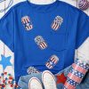 Women's Blue Sequined American Flag Oversized Graphic Tee for Independence Day - Image 2