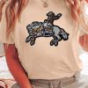 Women's Khaki Sequin Rodeo Graphic Crewneck Tee - Western Inspired Casual Top - Image 2
