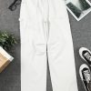 Women's White High Waist Straight Leg Cargo Pants with Pockets - Image 6