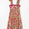Women's Multicolour Floral Tied Straps Ricrac Trim Maxi Dress for Summer - Image 8