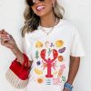 Women's White Crawfish Food Ingredient Graphic Crewneck Tee - Fun Seafood Festival Shirt - Image 6