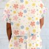 Women's Apricot Floral Print Crop Top and Wide Leg Short Set - Trendy Summer Outfit - Image 2