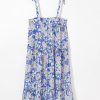 Women's Sky Blue Floral Print Maxi Dress with Self-Tie Straps and Ruffle Details - Image 14