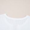 Women's White Textured Hollow Grommet Placket Split Neck Short Sleeve Top - Image 7